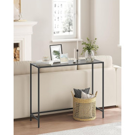 Konsolbord med Glasskiva, Metall Svart 100 x 20 x 80 cm