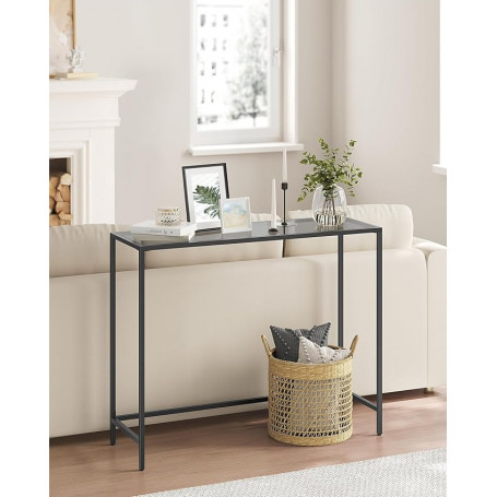 Konsolbord med Glasskiva, Metall Svart 100 x 20 x 80 cm