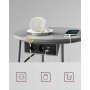 Sidobord Rund med Inbyggd Eluttag, USB-laddare och Tygkorg 45 cm - Grå