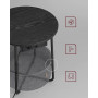 Sidobord Rund med Inbyggd Eluttag, USB-laddare och Tygkorg 45 cm - Svart/Grå