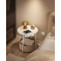 Sidobord Rund med Inbyggd Eluttag, USB-laddare och Tygkorg 45 cm - Vit/Beige