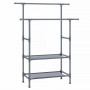 Klädställning med Två Hyllor Metall Grå