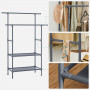 Klädställning med Två Hyllor Metall Grå