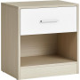 Sängbord - Sidobord med Låda, Fack - Ek/Vit 28 x 39 x 41 cm