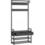 Klädhängare med Stång, 2 Lådor, Skohylla Svart