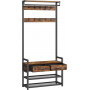 Klädhängare med Stång, 2 Lådor, Skohylla Vintage Brun