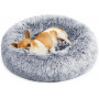 Fluffig Hundsäng Tvättbart 50 cm Rund Grå