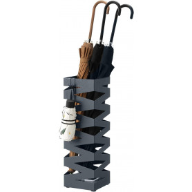 Paraplyställ Fyrkant Metall Antracitgrå med Krokar