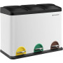 Pedalhink Med 3 Fack 3 x 15 Liter Sortering Soptunna Vit Svart
