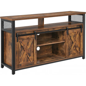 TV Bänk / Skänk Med Skåp Rustik Skjutdörrar 135 x 40 x 76 cm Vintag...