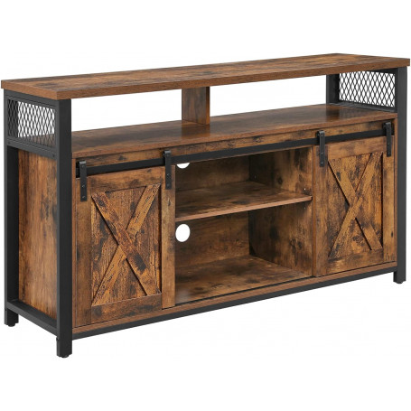 TV Bänk / Skänk Med Skåp Rustik Skjutdörrar 135 x 40 x 76 cm Vintag...