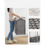 Tvättkorg med 3 Fack 160 L Rullbar 70 x 36 x 66 cm Grå