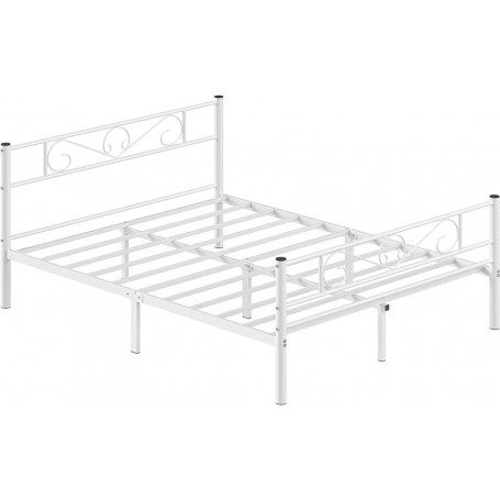 Sängstomme metall retro dubbelsäng 200×160 cm vit hög gavel 450 kg ...