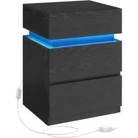 Sängbord - Sidobord med Inbyggd Belysning, Svart 35 x 40 x 55 cm