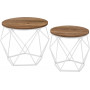 Runda Soffbord Set av 2 Sidobord Diamant Vit / Brun