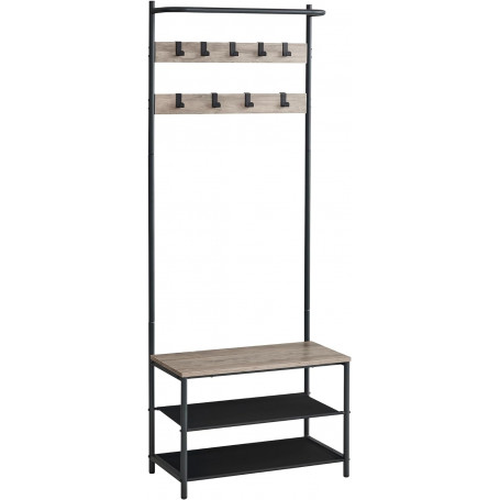 Klädhängare Med Skoställ, Sittbänk - Industriell Greige