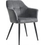 Matstol Sammet Grå Loungefåtölj Knappad med Svartben