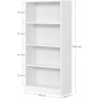 Bokhylla med 3 Justerbara Hyllor, Vit 60 x 24 x 121 cm