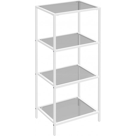 Förvaringshylla 4 Glas Nivåer, Metall Vit 30 x 40 x 95 cm
