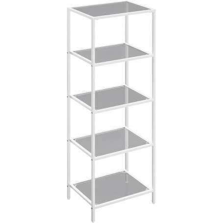Förvaringshylla 5 Glas Nivåer, Metall Vit 30 x 40 x 125 cm