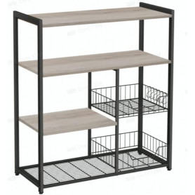 Köksö med hyllor korgar & krokar 35×80×95 cm greige spånskiva & stå...