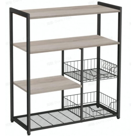 Köksö med hyllor korgar & krokar 35×80×95 cm greige spånskiva & stå...