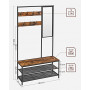 3-in-1 Klädhängare med Spegel, Sittbänk, Skoställ 98 x 35 x 180 cm Vintage brun