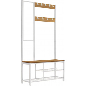 3-in-1 Klädhängare med Spegel, Sittbänk, Skoställ 98 x 35 x 180 cm ...