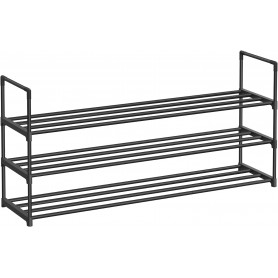 Skoställ Med 3 Hyllor Metall Svart 116 x 30 x 55 cm