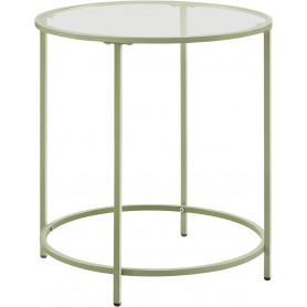 Runt Sidobord 50×55 cm härdat glas & metall grön justerbara fötter ...