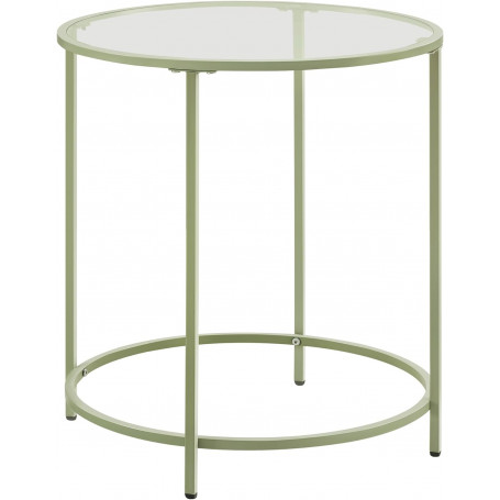 Runt Sidobord 50×55 cm härdat glas & metall grön justerbara fötter ...