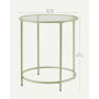 Runt Sidobord 50×55 cm härdat glas & metall grön justerbara fötter ...
