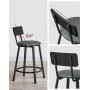 2-Pack Barstolar med Ryggstöd Industriell Stil, Mörkgrön/Svart, H.62 cm