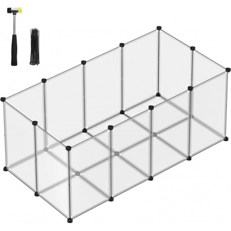 Lekhage för husdjur DIY Transparant 145 x 72 x 57 cm Vit