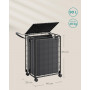 Vikbar Tvättvagn med Tvättkorg (90L), Svart, 46 x 33 x 65 cm