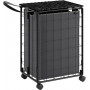 Vikbar Tvättvagn med Tvättkorg (90L), Svart, 46 x 33 x 65 cm