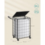 Vikbar Tvättvagn med Tvättkorg (90L), Svart/Vit, 46 x 33 x 65 cm