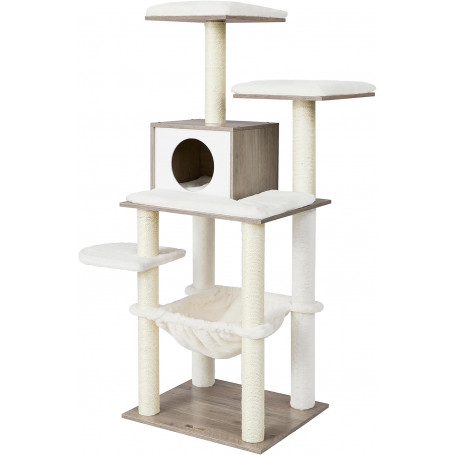 Klösträd lyx med hängmatta, grotta & plattformar 55×45×138 cm greig...