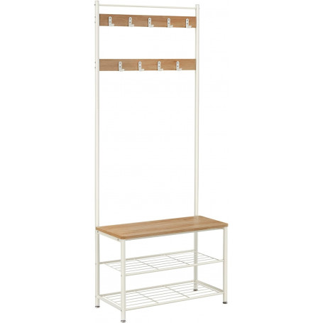 Klädstativ med skoförvaring, Sittbänk 3-i-1 Design 32 x 70 x 175 cm ek - vit