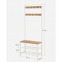 Klädstativ med skoförvaring, Sittbänk 3-i-1 Design 32 x 70 x 175 cm ek - vit