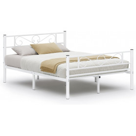 Sängstomme metall retro dubbelsäng 190×140 cm vit 225 kg hög gavel ...