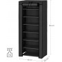 Skohylla 7 våningar 46×28×126 cm svart metall & nonwoven tyg för 14...