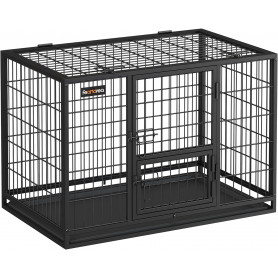 Hundbur med Dubbel Dörr Metall Svart, 93 x 57,5 ​​x 64 cm