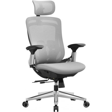 Ergonomisk Kontorsstol Justerbar Svankstöd, 3D Armstöd, Mesh Grå, 150 kg