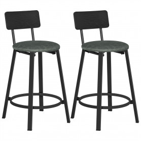 2-pack Barstolar med ryggstöd industriell stil H62 cm mörkgrön svar...