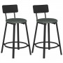 2-Pack Barstolar med Ryggstöd Industriell Stil, Mörkgrön/Svart, H.62 cm