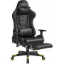 Ergonomisk Gamingstol med Fotstöd, 3D Armstöd Svart/Grön Upp till 1...