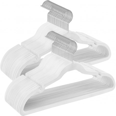 Klädgalgar 50-pack Halkfria - Galge med Sammetsyta, Vit