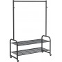 Klädställning rullbar med skohylla & sidokrokar 115×45×168,5 cm sva...
