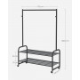 Rullbar Klädställning med Skohylla 115 x 45 x 168.5 cm 65 kg Svart
